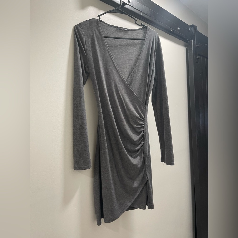 Stylive grey surplice dress